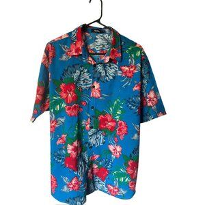 Jogal Men's Blue Floral Buttoned Down Shirt